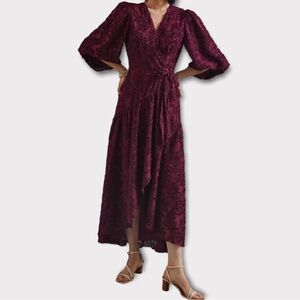 Hutch Anthropologie Rosa Floral Wrap Maxi Dress Sz XS Petite